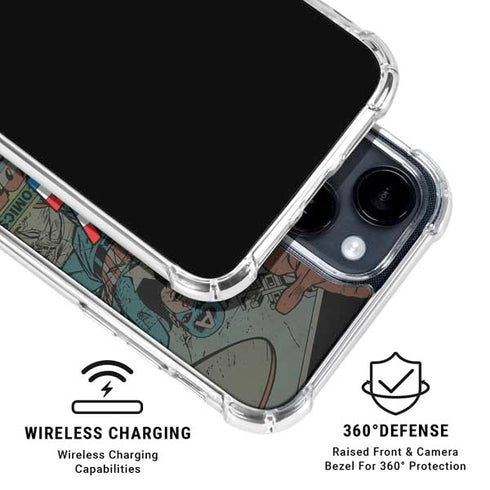 Marvel Classic Comics Captain America Vintage iPhone 14 Clear Case